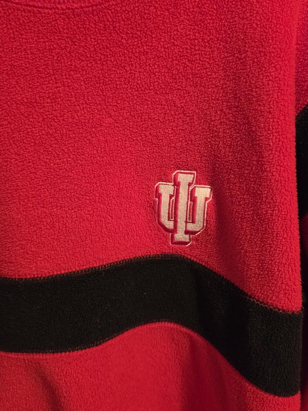 IU Red Crewneck Sweater with Black Stripe - Picture 2 of 4